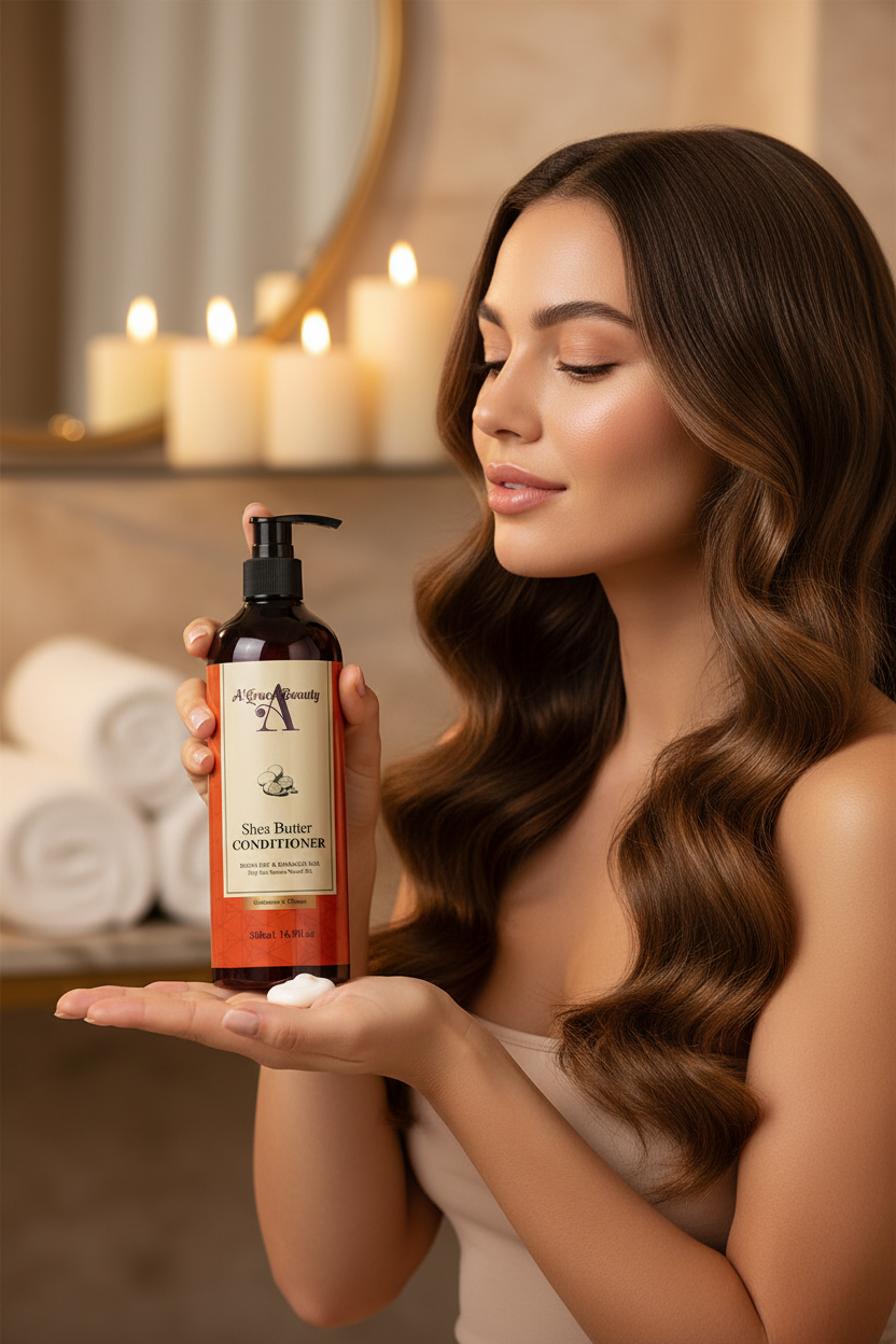 Applying Shea Butter Conditioner
