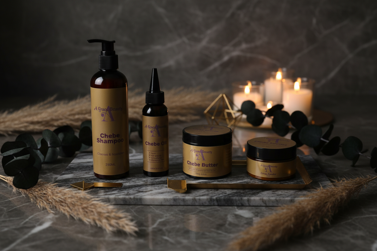 Chebe Hair Growth Set – Luxury Flat Lay