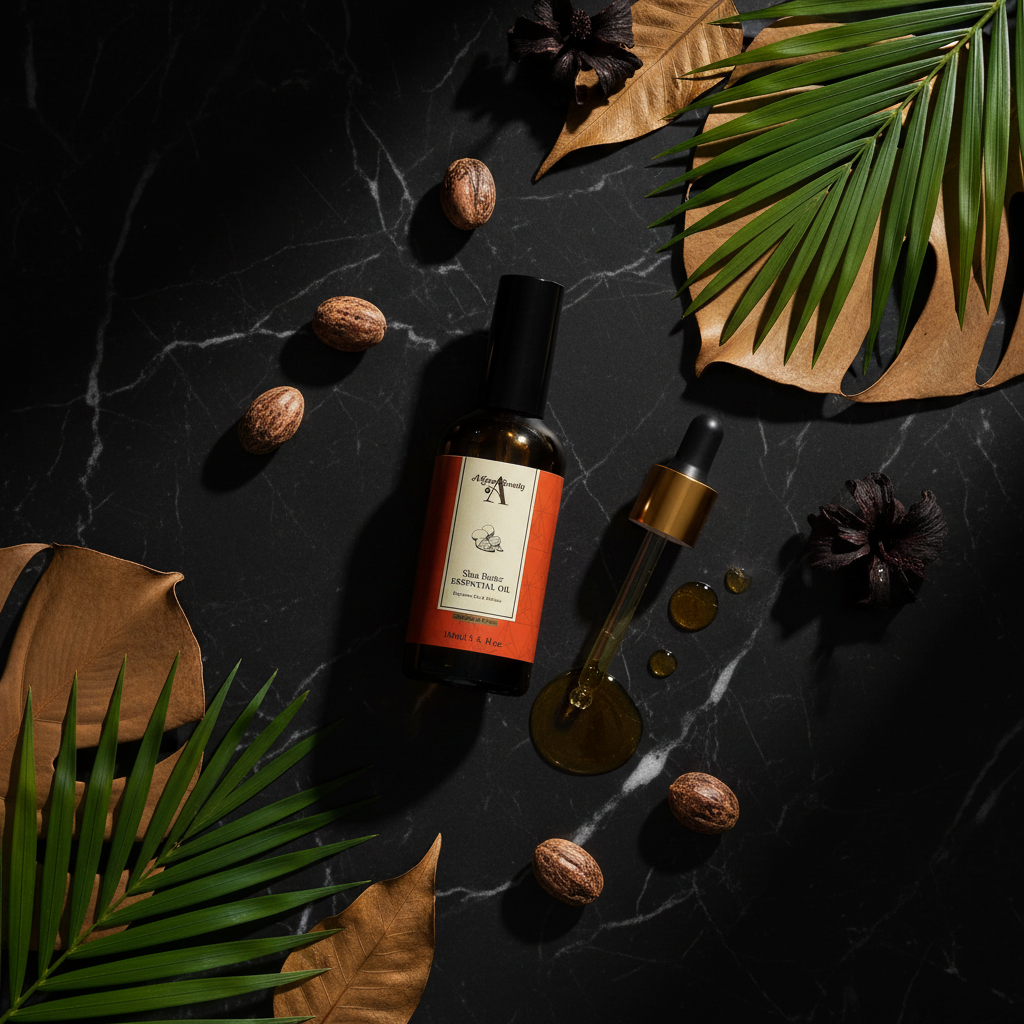 Shea Butter Oil Flatlay
