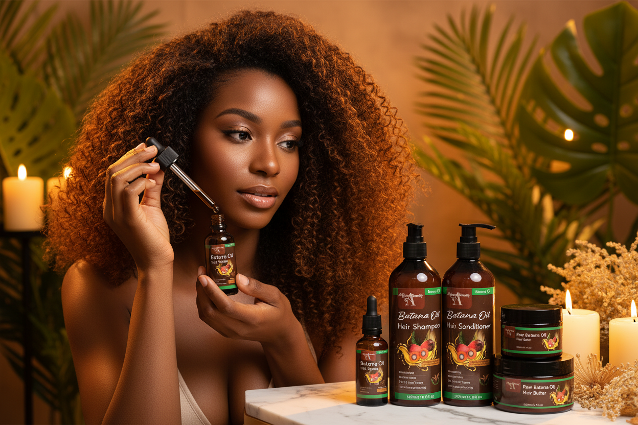 Woman with Batana Haircare Set